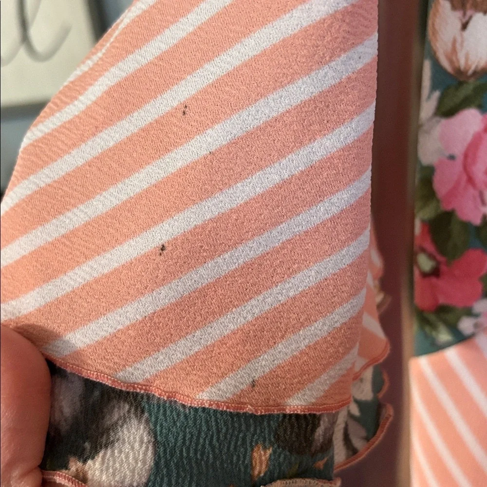 Floral and Polka Dot Women’s high low dressy top - Picture 7 of 8